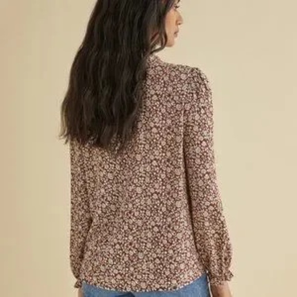 Reformation Amira Brown and White Floral Blouse | Size XS - Picture 3 of 11